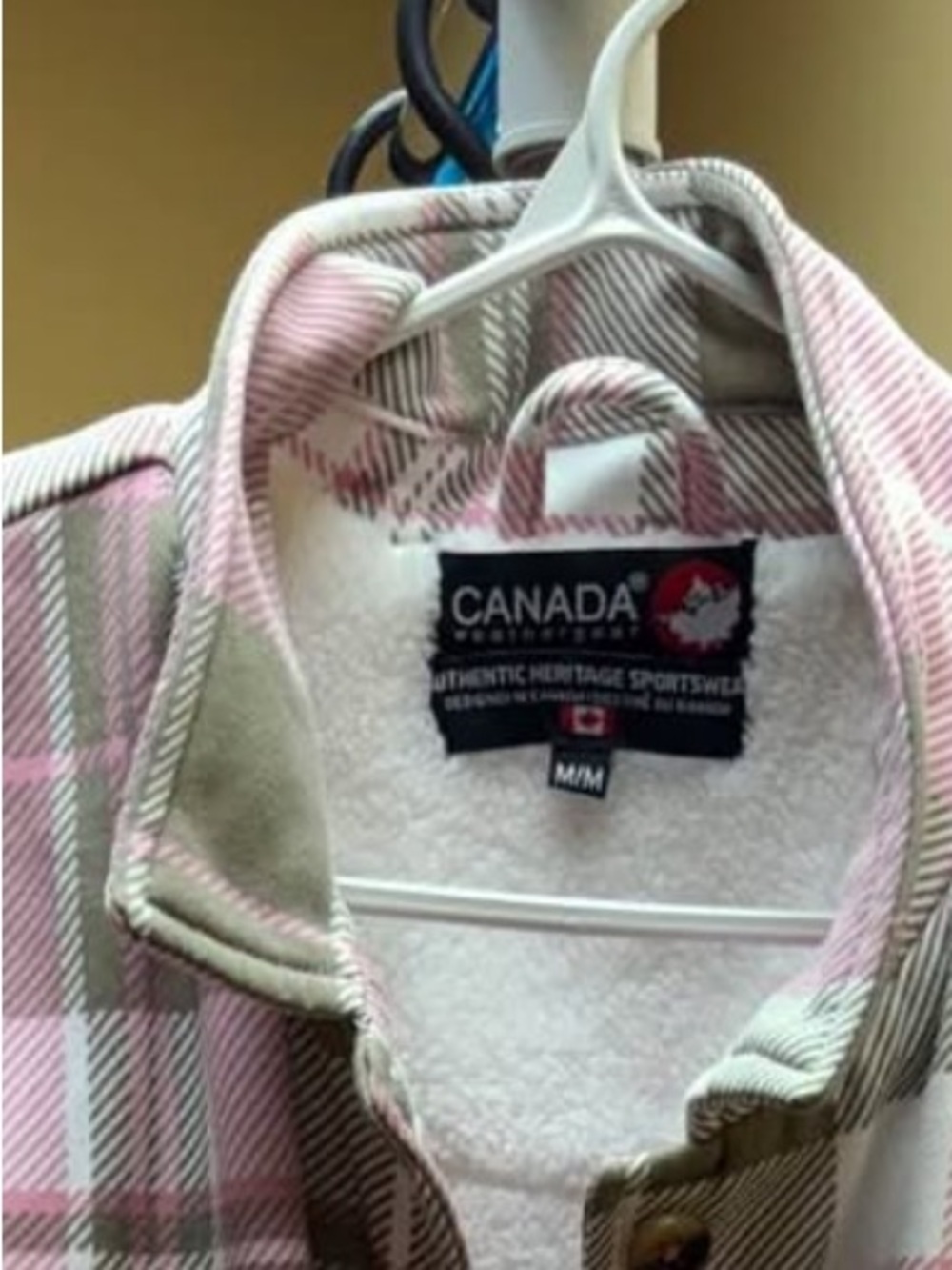 Canada Sportswear Pink and Olive Plaid Sherpa Jacket